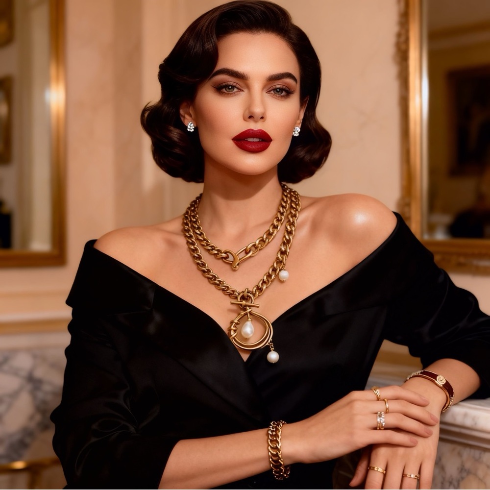 Elegant Vintage Gold and Pearl Necklace